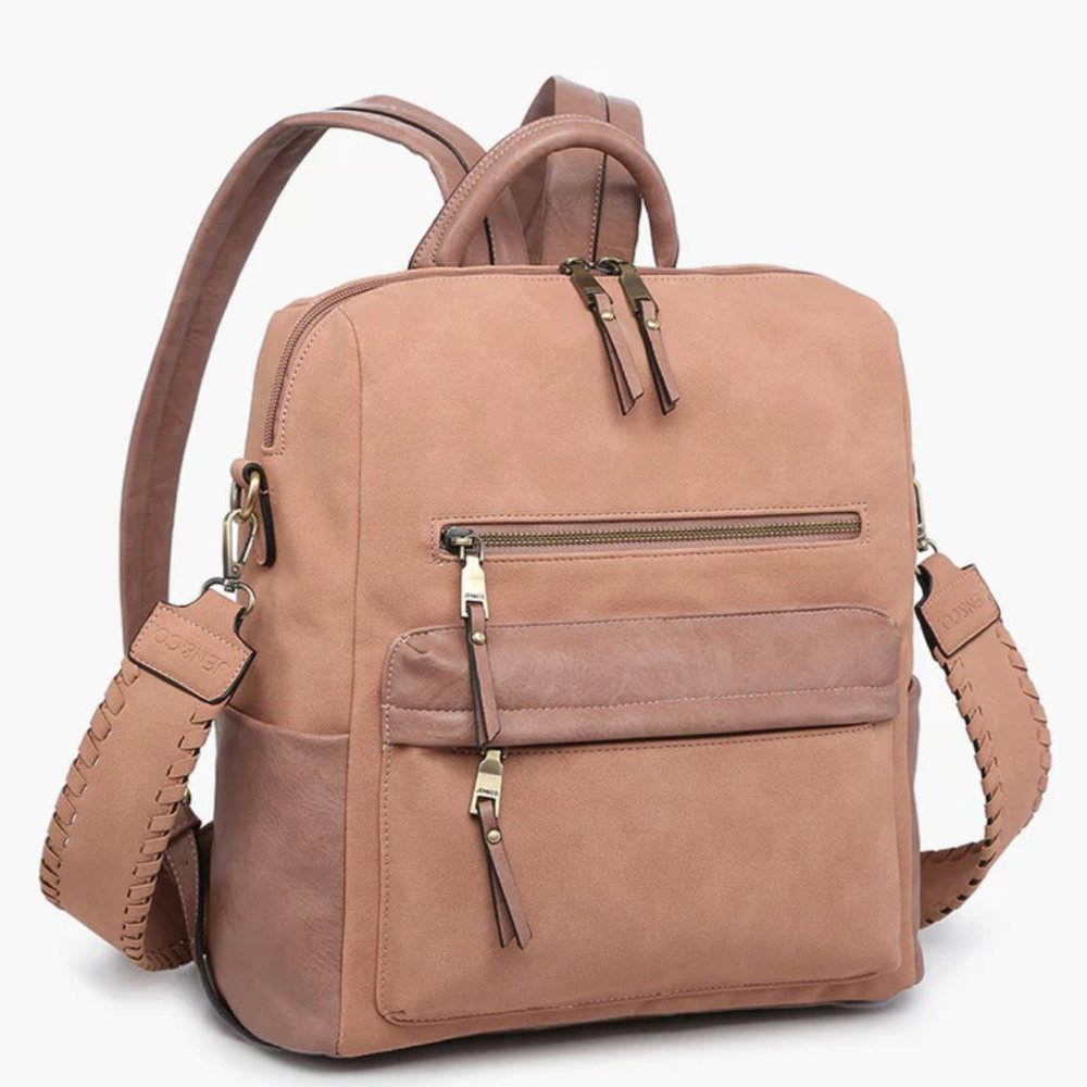 NWT Vegan Suede Backpack with Guitar Strap Mauve